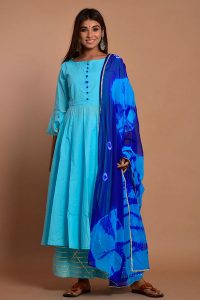 Blue Cotton Hand Block Print Kurta Plazzo Sets