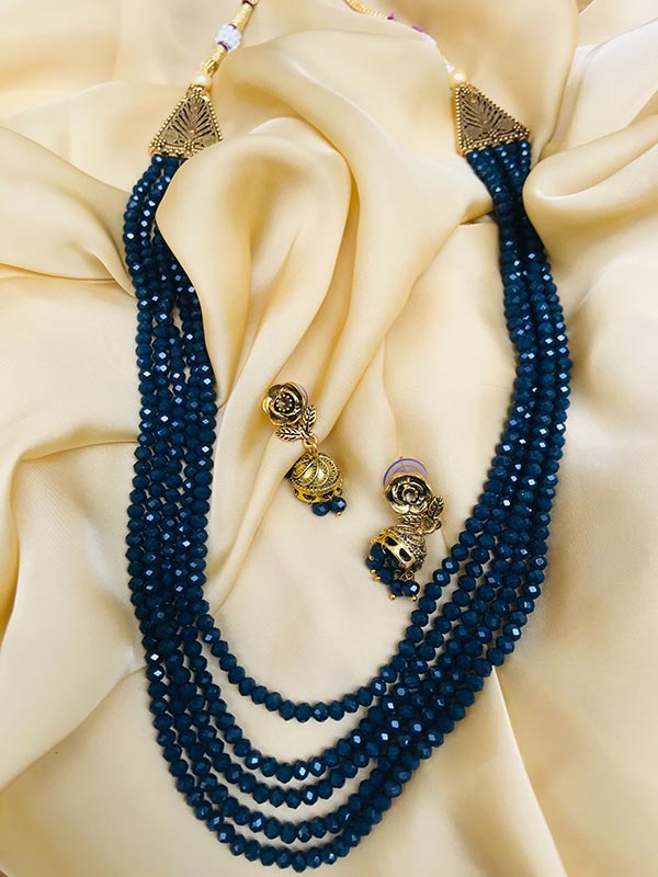 Layered Necklace with Jade Blue Beads – Cippele