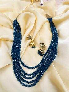 Blue Multiple Quartz Bead Mala Necklace