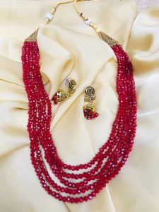 Red Multiple Quartz Bead Mala Necklace