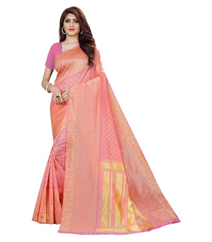 Beauteous Baby Pink Wedding Wear Organza Designer Saree With Digital Print  And Banglori Silk Blouse - Fashion Mantra