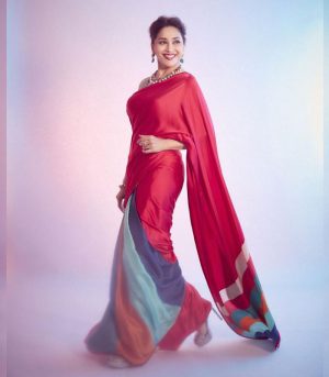 Madhuri Dixit Dance Deewane Red Ethnic Outfits Sarees
