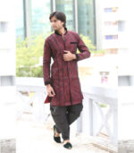 Magnificent Velvet Touch-Up Maroon Indo Western Kurta Pajama