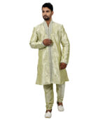 Pista Art Silk Indo Western Sherwani