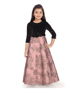 Pink Embroidered Kids Girl Gowns