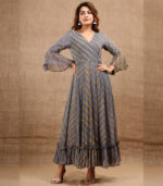 Meher Chiffon Leheriya Grey Gown