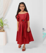 Off Shoulders Maroon Midi Dress For Girls