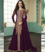 Wine Georgette Pakistani Salwar Kameez