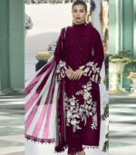 Wine Jute Cotton Pakistani Salwar Kameez