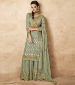 Sea Green Georgette Pakistani Salwar Kameez