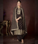 Dark Brown Georgette Party Wear Salwar Kameez