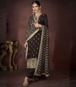 Dark Brown Georgette Party Wear Salwar Kameez