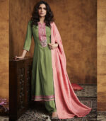 Olive Viscose Pakistani Salwar Kameez