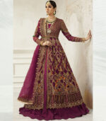 Dark Wine Net Pakistani Salwar Kameez