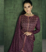 Dark Maroon Viscose Party Wear Salwar Kameez