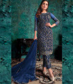 Royal Blue Net Pakistani Salwar Kameez