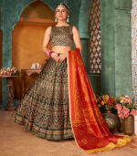 Multicolor Pure Rera Silk Digital Printed Work Lehenga Choli