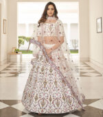 White Silk Thread with Sequence Embroidered Lehenga Choli