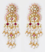 Starlite Red And White Takkar Work Jhumki