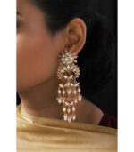 Starlite Red And White Takkar Work Jhumki