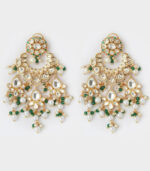 Micro Indulgance White And Green Modern Chandbali