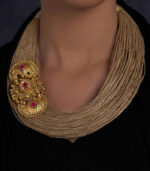 Jute Thread Necklace With Gold Plated Pendant