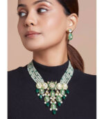 Green Meenakari Kundan Polki Necklace Set