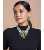 Green Meenakari Kundan Polki Necklace Set