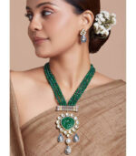 Green Necklace Set With Hydro Polki
