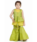 Lime Green And Yellow Jacket, Inner And Sharara Set