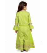 Lime Green Festive Jumpsuit For Girls