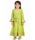 Lime Green Festive Jumpsuit For Girls