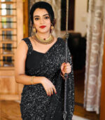 Black Georgette Sequence Work Bollywood Saree