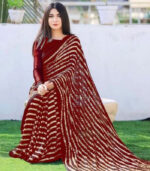 Red Fancy Sequence Work With Heavy Lace Border Saree