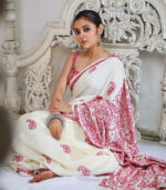 Beautiful Latest White Fox Georgette Saree