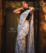 Deepthi Sunaina Black White Panda Printed South Indian Saree