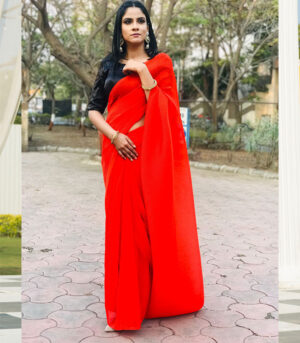 Super Hit Designer Red All Our Crush Saree