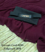 Dark Wine Beautiful Crash Saree With Sabyasachi Belt