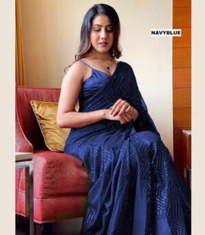 Navy Blue Georgette Sequence Work Bollywood Saree