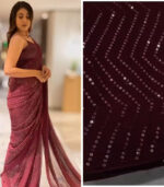 Purple Georgette Sequence Work Bollywood Saree