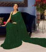 Green Georgette Sequence Work Bollywood Saree