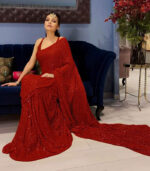 Red Georgette Sequence Work Bollywood Saree