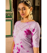 Purple Shibori Print With Sequince Embroidered Anarkali Long Gown