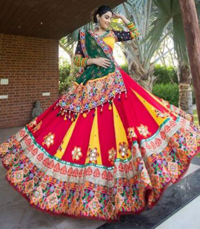 Multicolor Bridal Lehenga Choli with Embroidered Velvet - LC7140