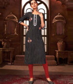 Black Pure Cotton Lining And Weaving Kurti