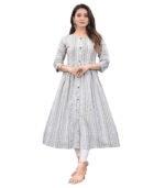 White Pure Cotton With Weaving Long Kurti