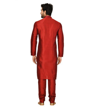 Maroon Silk Bridal Wear Kurta Pyjama