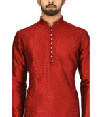 Maroon Silk Bridal Wear Kurta Pyjama