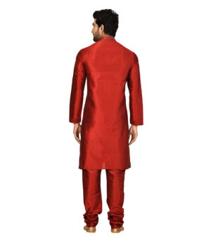 Maroon Silk Ethnic Wear Kurta Pyjama