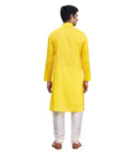 Yellow Cotton Festival Wear Kurta Pyjama